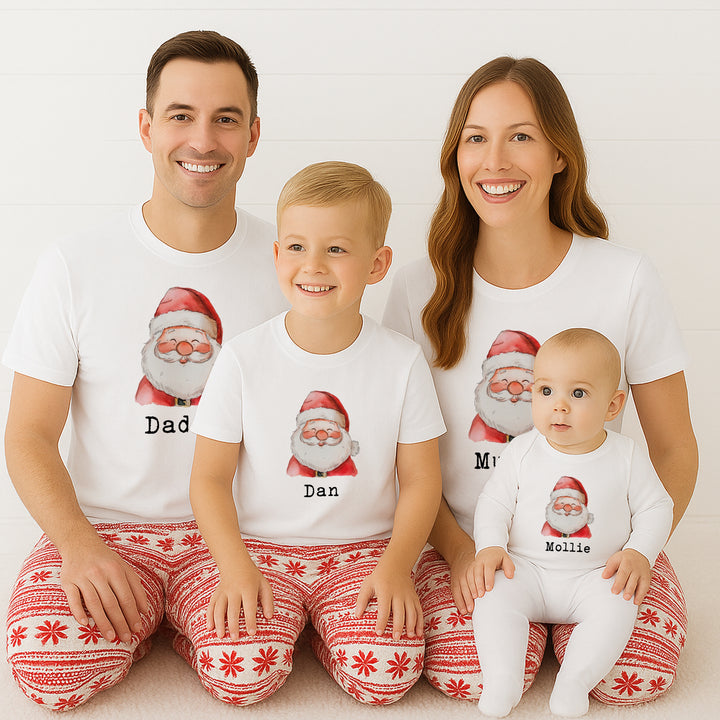 Personalised Santa Matching Christmas T-shirts With Optional Trousers
