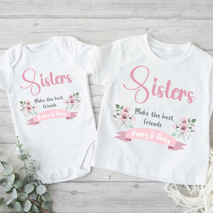 Personalised Sisters Make The Best Of Friends T-shirt and Vest Set
