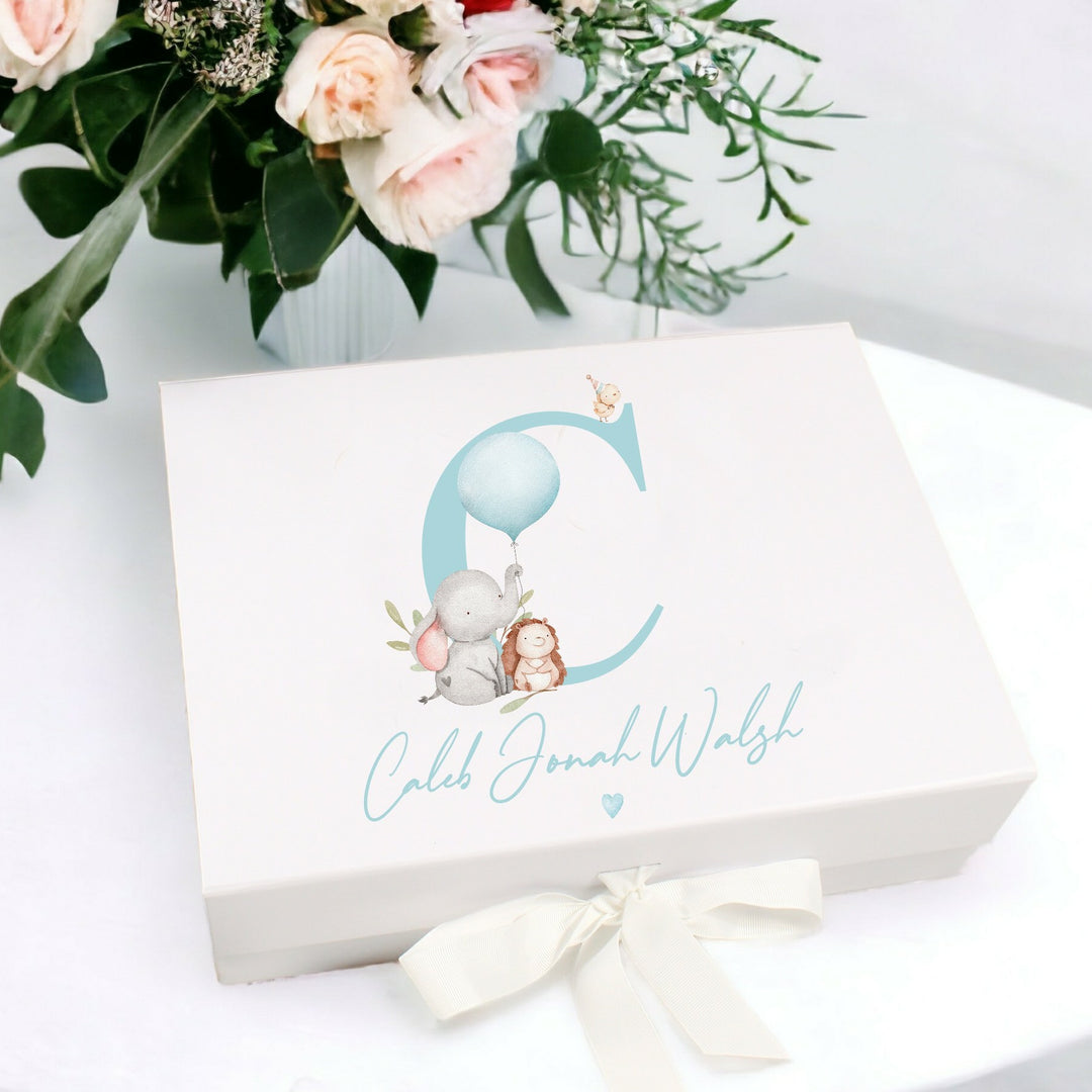Personalised Boy Baby Animals Baby Gift Box
