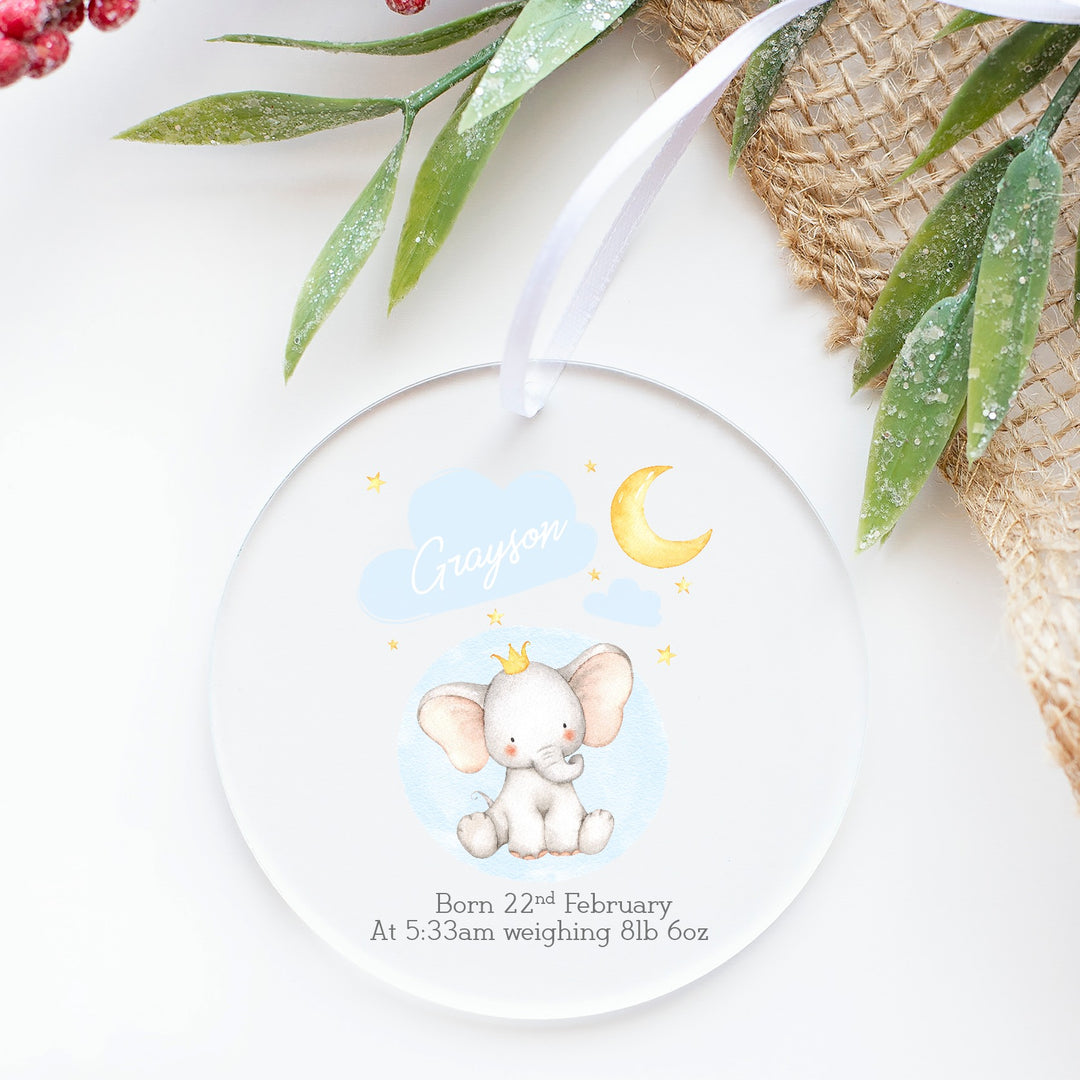 Personalised Blue Elephant Acrylic Ornament