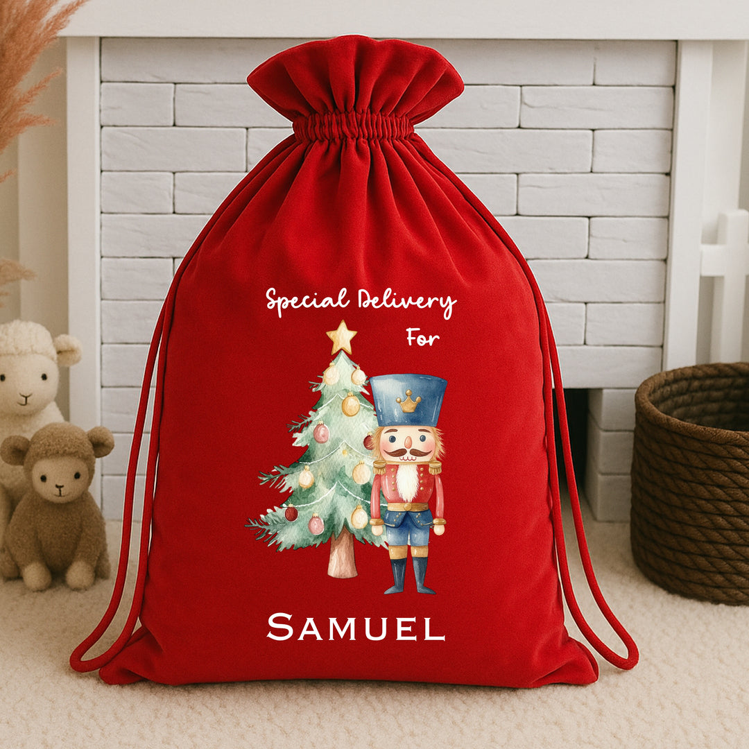 Personalised Blue Nutcracker Christmas Stocking or Santa Sack