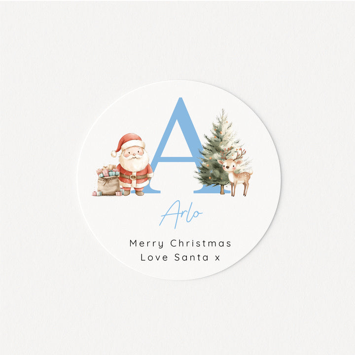 Personalised Christmas Blue Initial Stickers