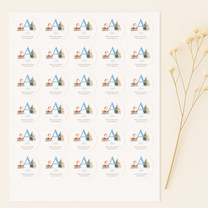 Personalised Christmas Blue Initial Stickers