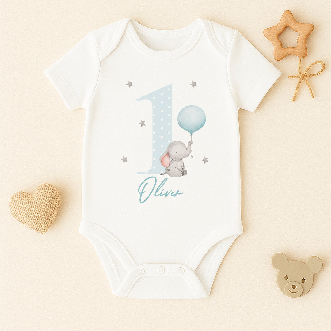 Personalised Blue Elephant Birthday Vest