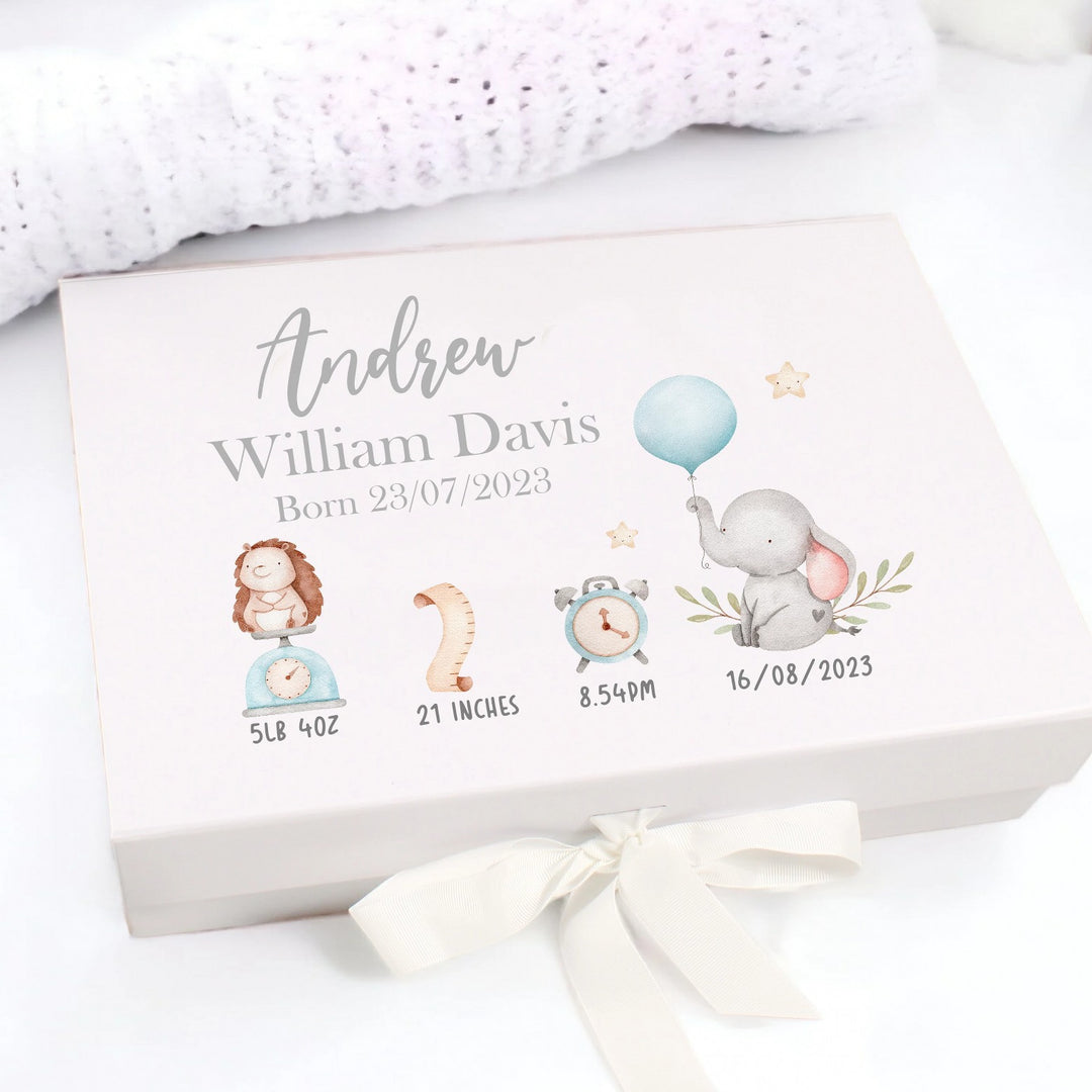 Personalised Boy Baby Animals Baby Box