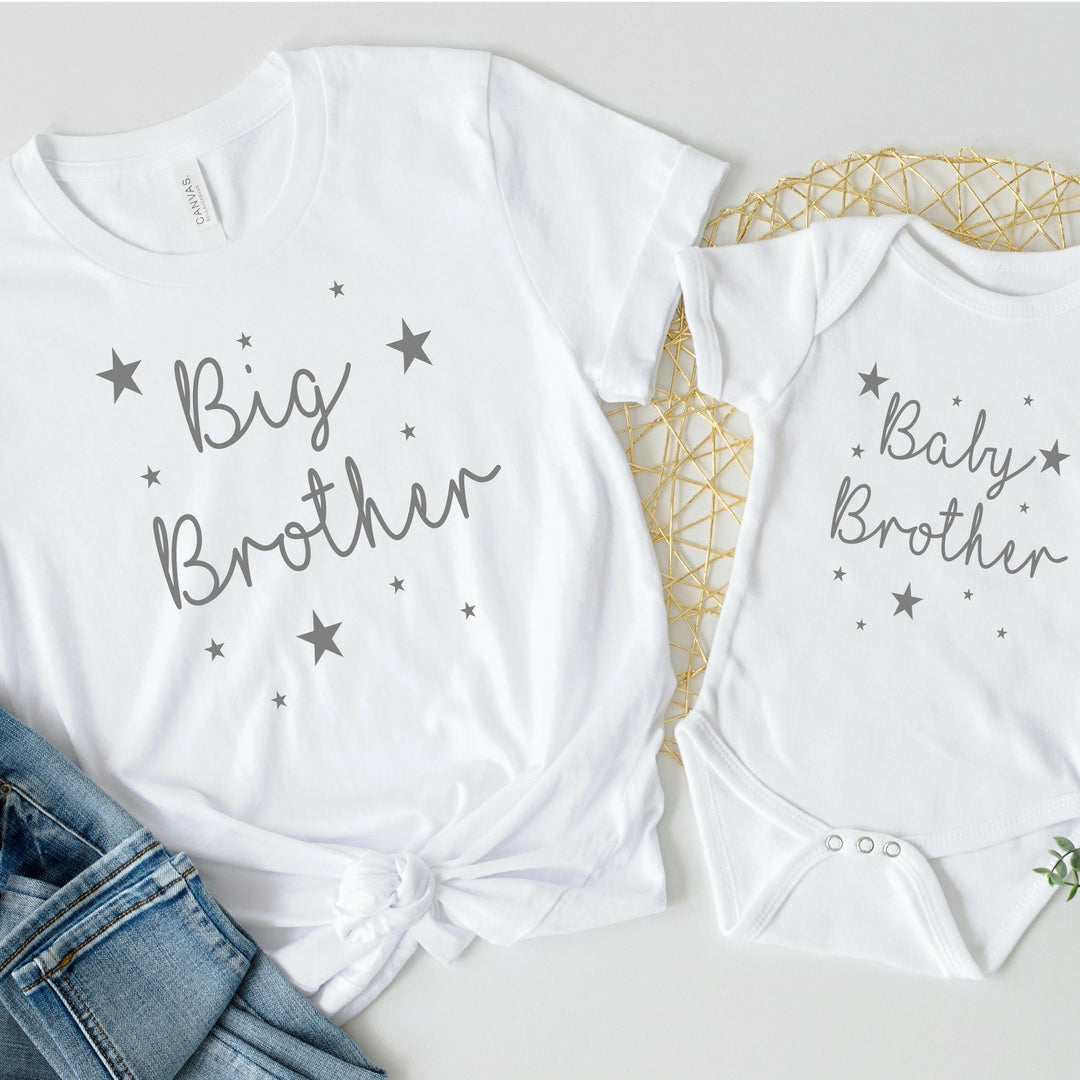 Grey Stars Big Brother/Sister Matching Sibling Outfits