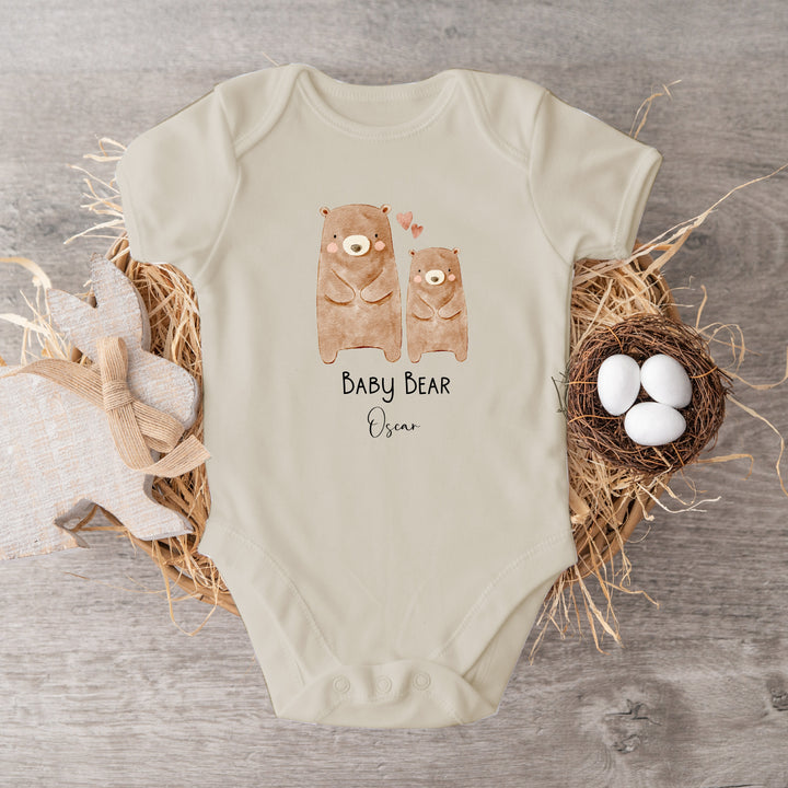 Personalised Bears Sibling Matching Beige Babygrow/T-shirt