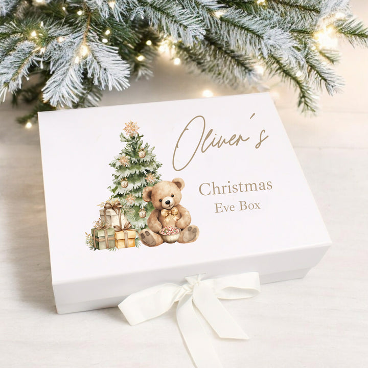 Personalised Beige Teddy Christmas Eve Box