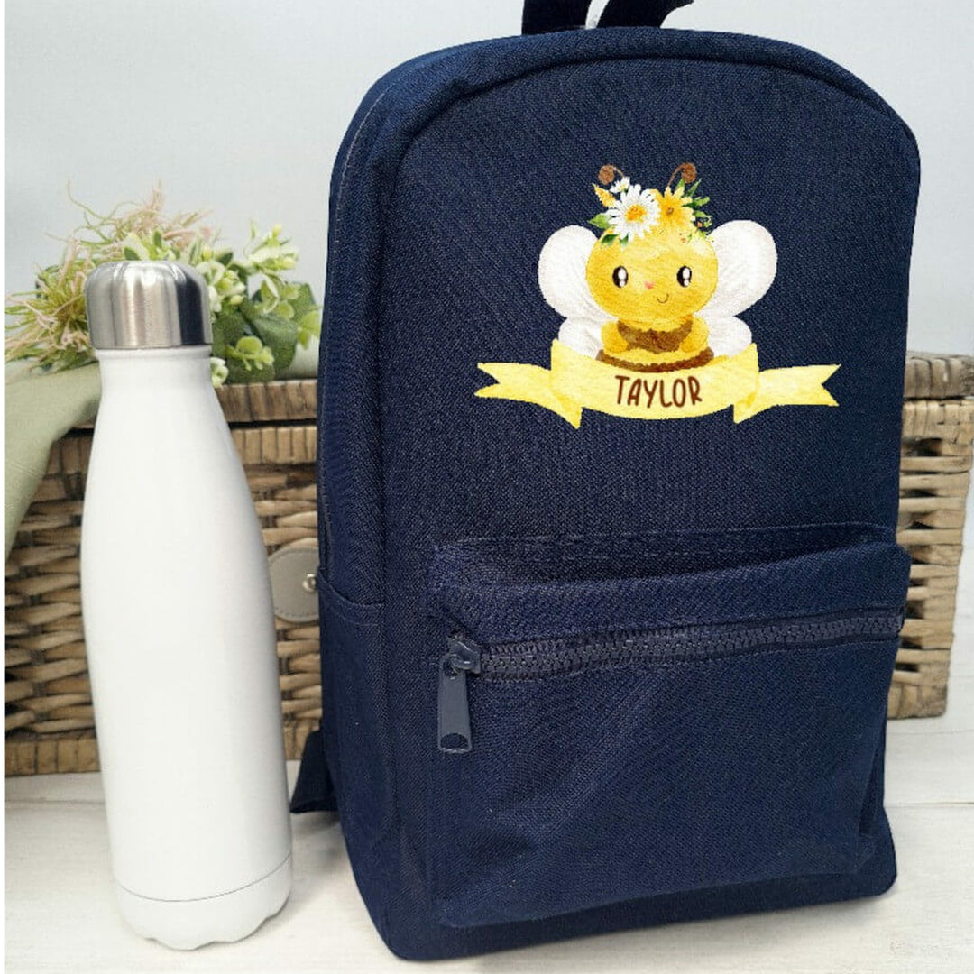 Personalised Bumble Bee Navy Backpack