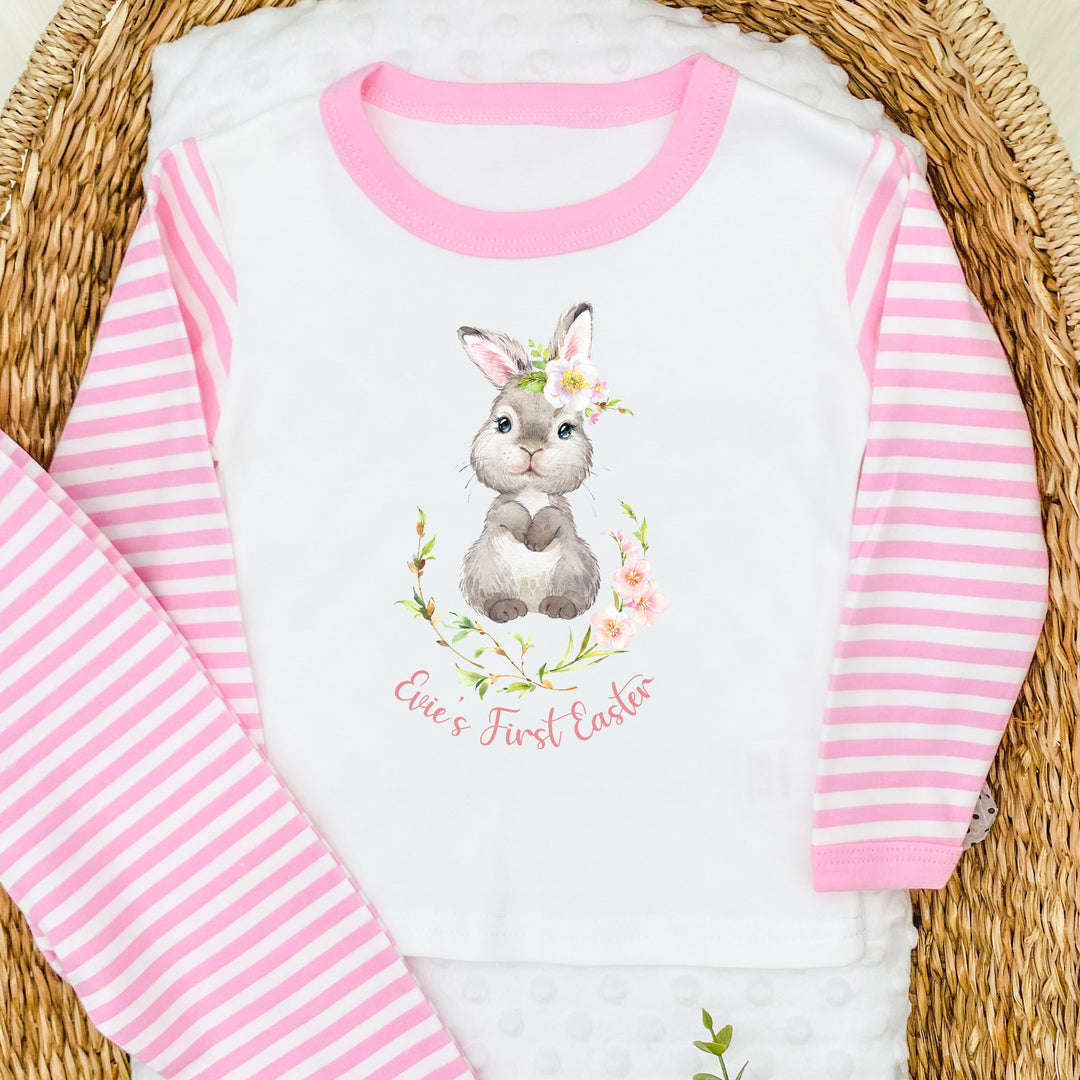 Personalised Pink Floral Bunny My First Easter Pyjamas