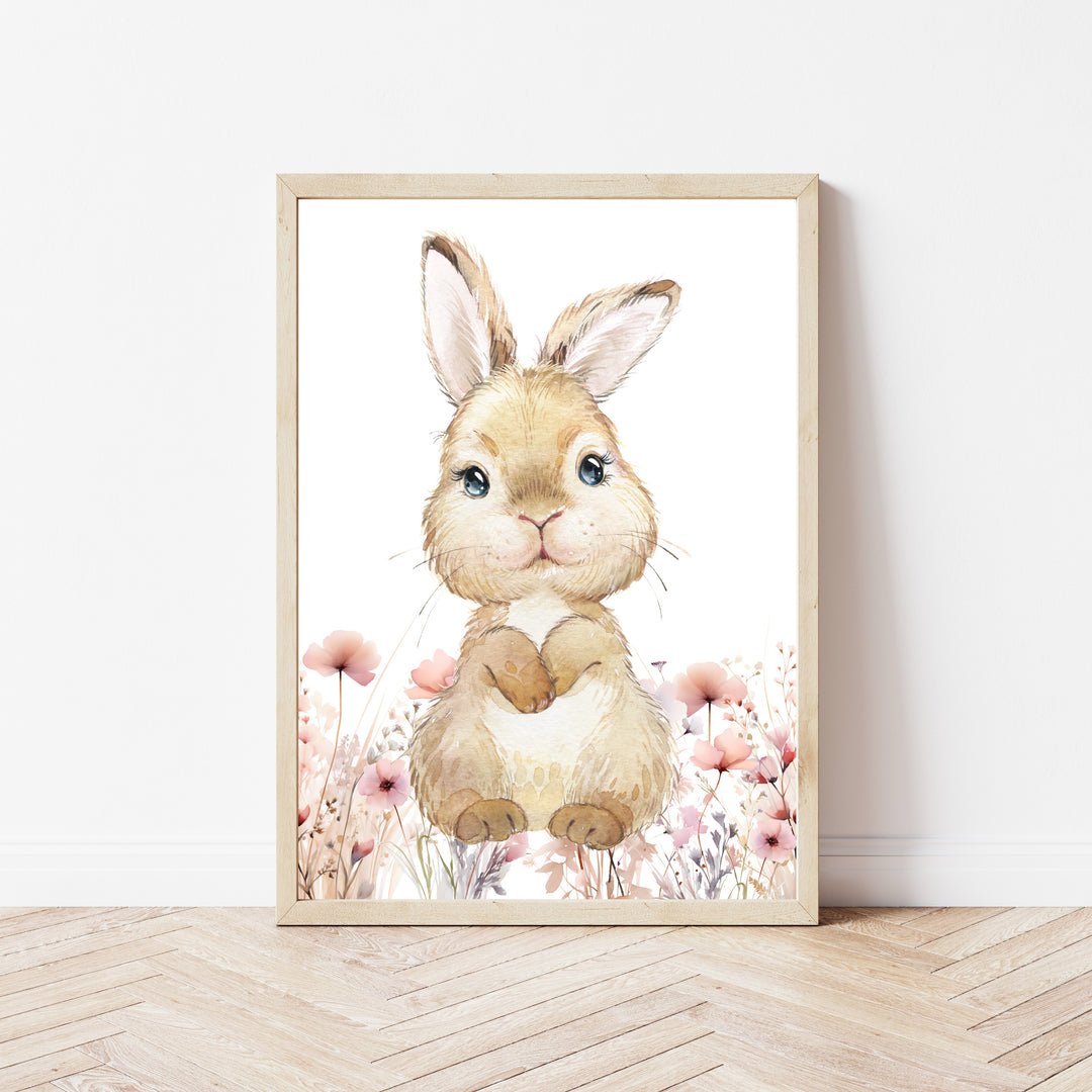 Personalised Floral Bunny Set of 3 Wall Art