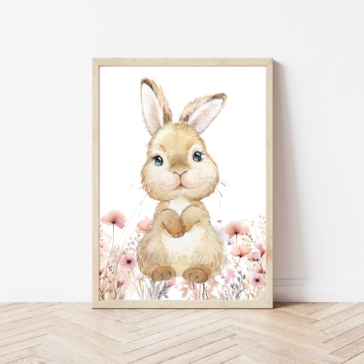 Personalised Floral Bunny Set of 3 Wall Art