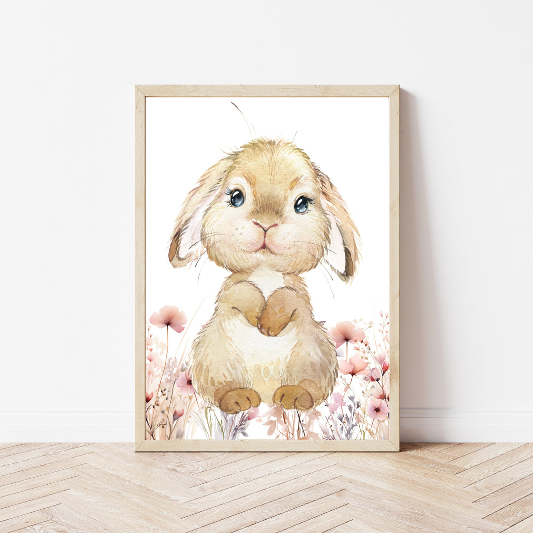 Personalised Floral Bunny Set of 3 Wall Art