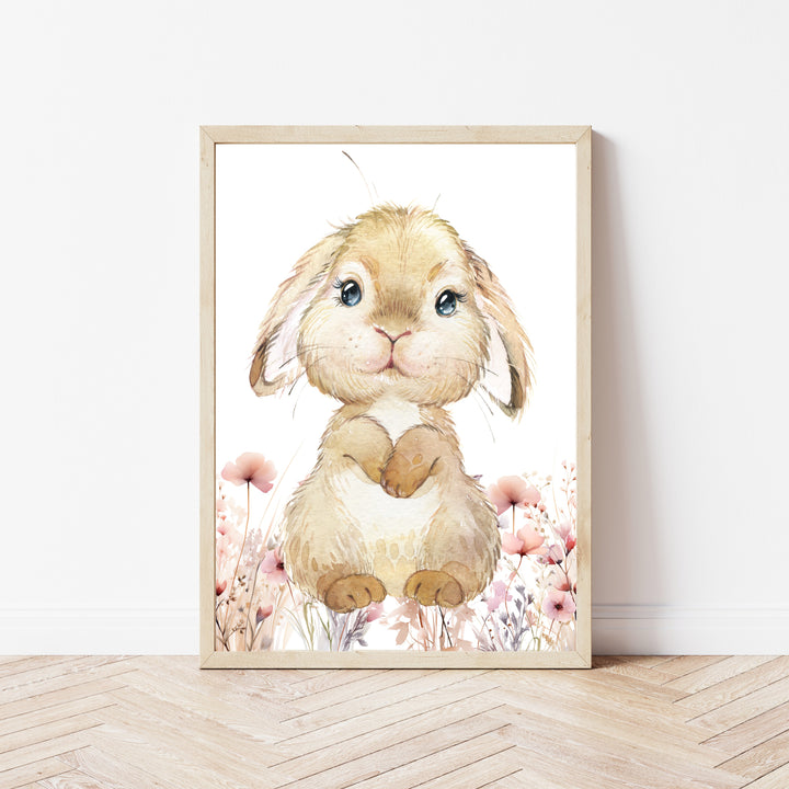 Personalised Floral Bunny Set of 3 Wall Art