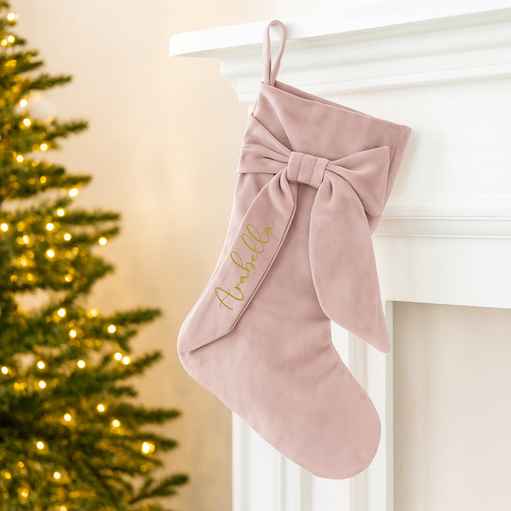 Personalised Simple Name Bow Christmas Stocking