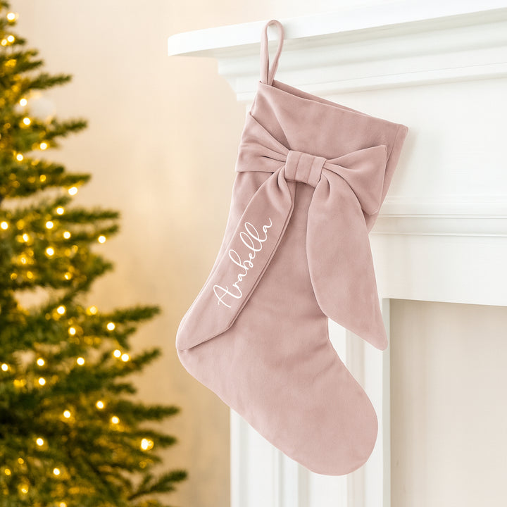 Personalised Simple Name Bow Christmas Stocking