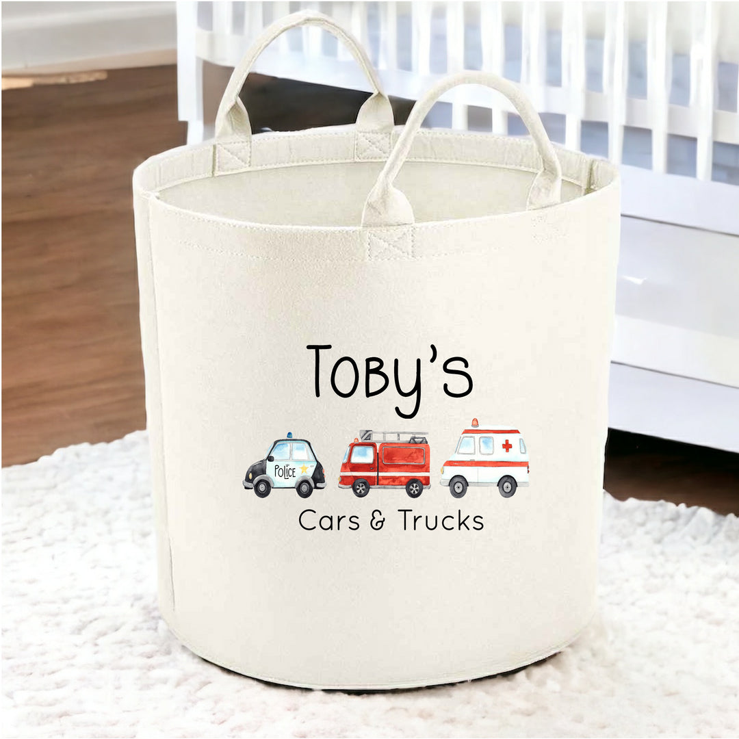 Personalised Trucks & Cars Toy Tub