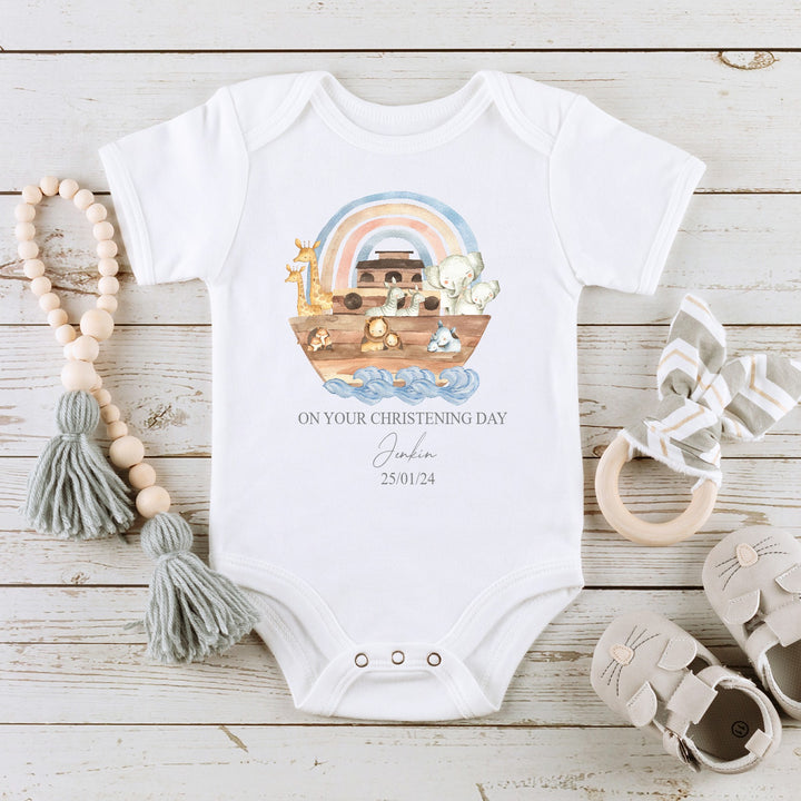 Personalised Christening Day Boat Babygrow/Vest