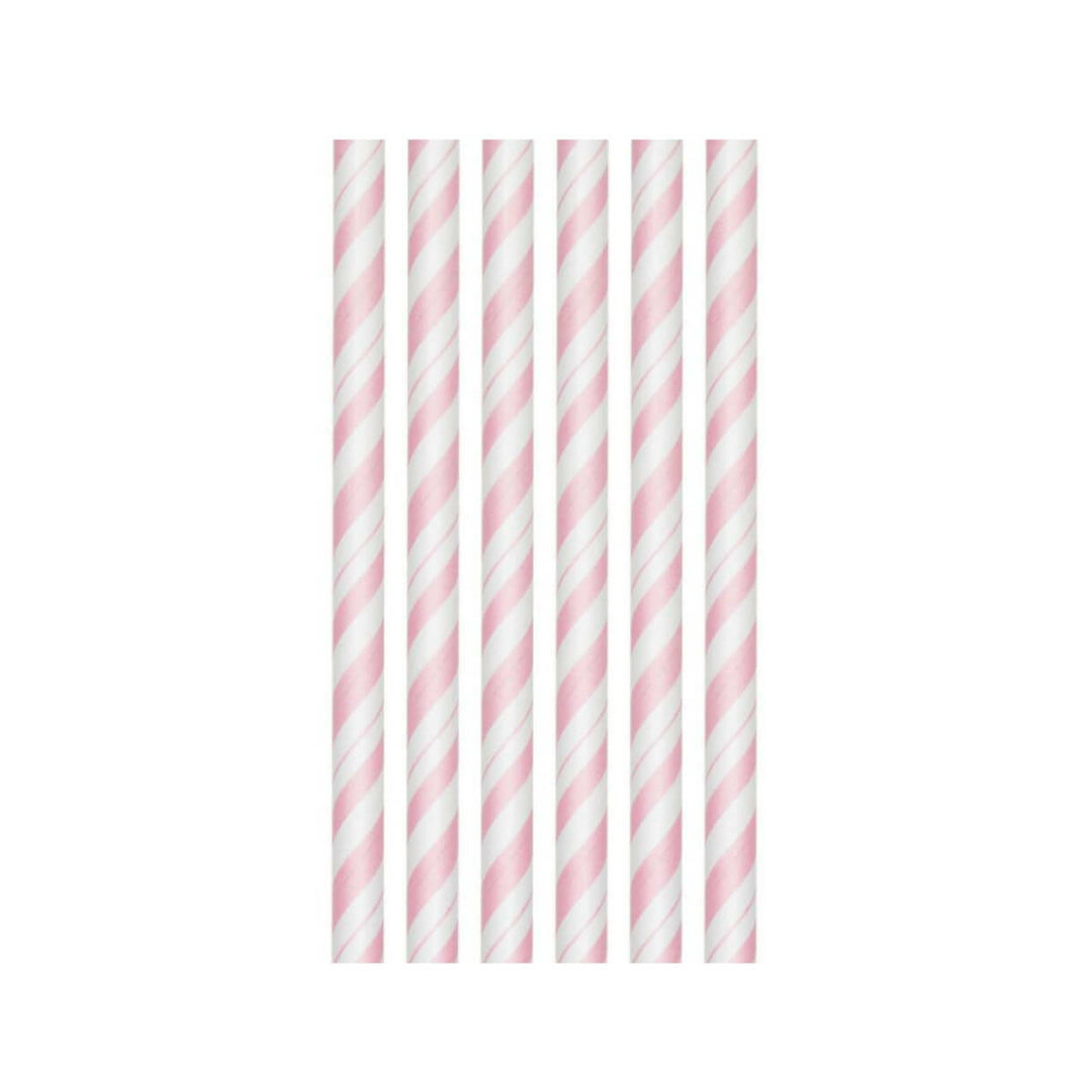 Classic Pink Striped Paper Straws with Eco-Flex® Technology
