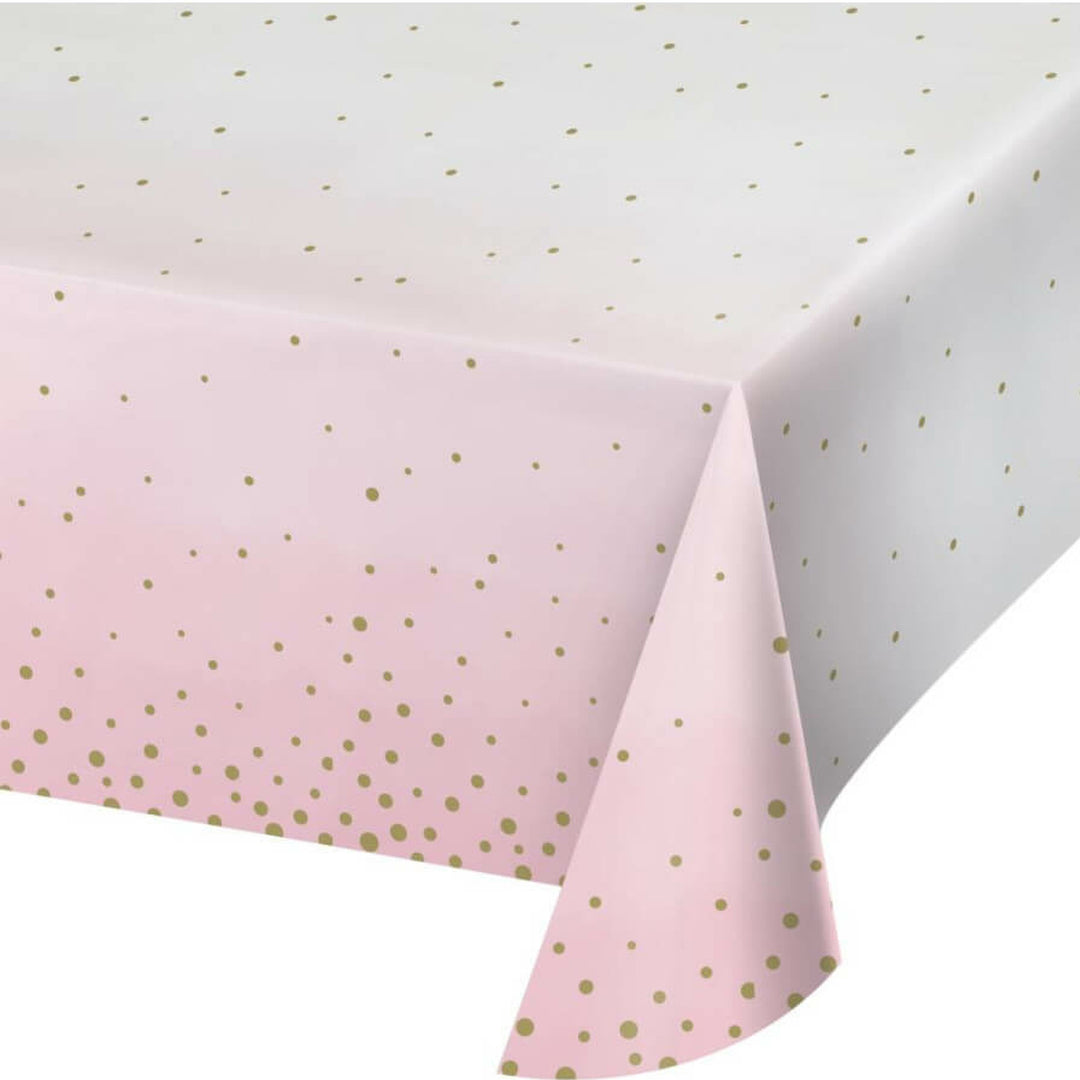 Pink and Gold Celebration Paper Tablecover All Over Print