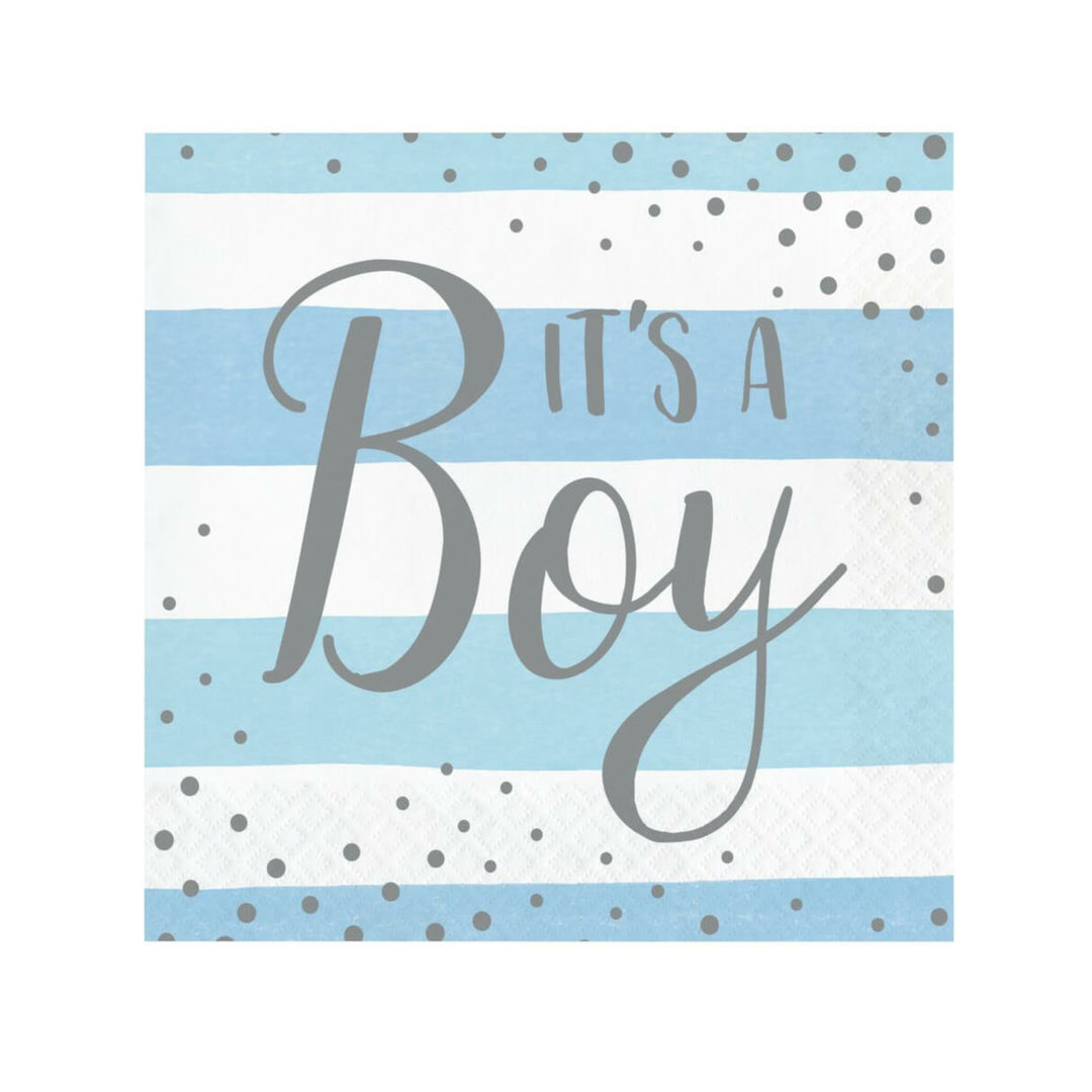 Blue and Silver Celebration Lunch Napkins It's A Boy 2 ply