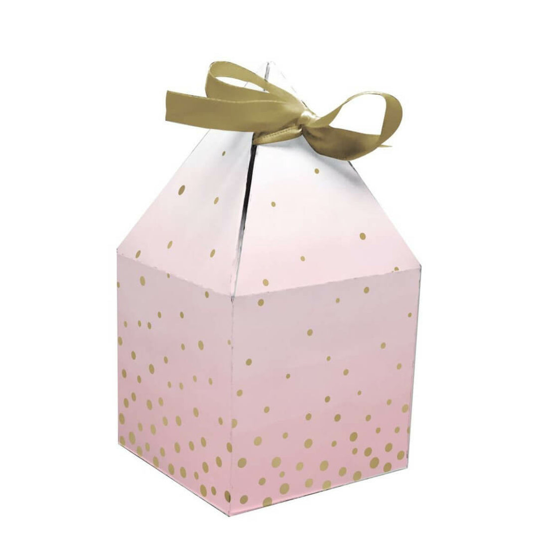 Pink and Gold Celebration Favour Boxes Foil with Ribbons