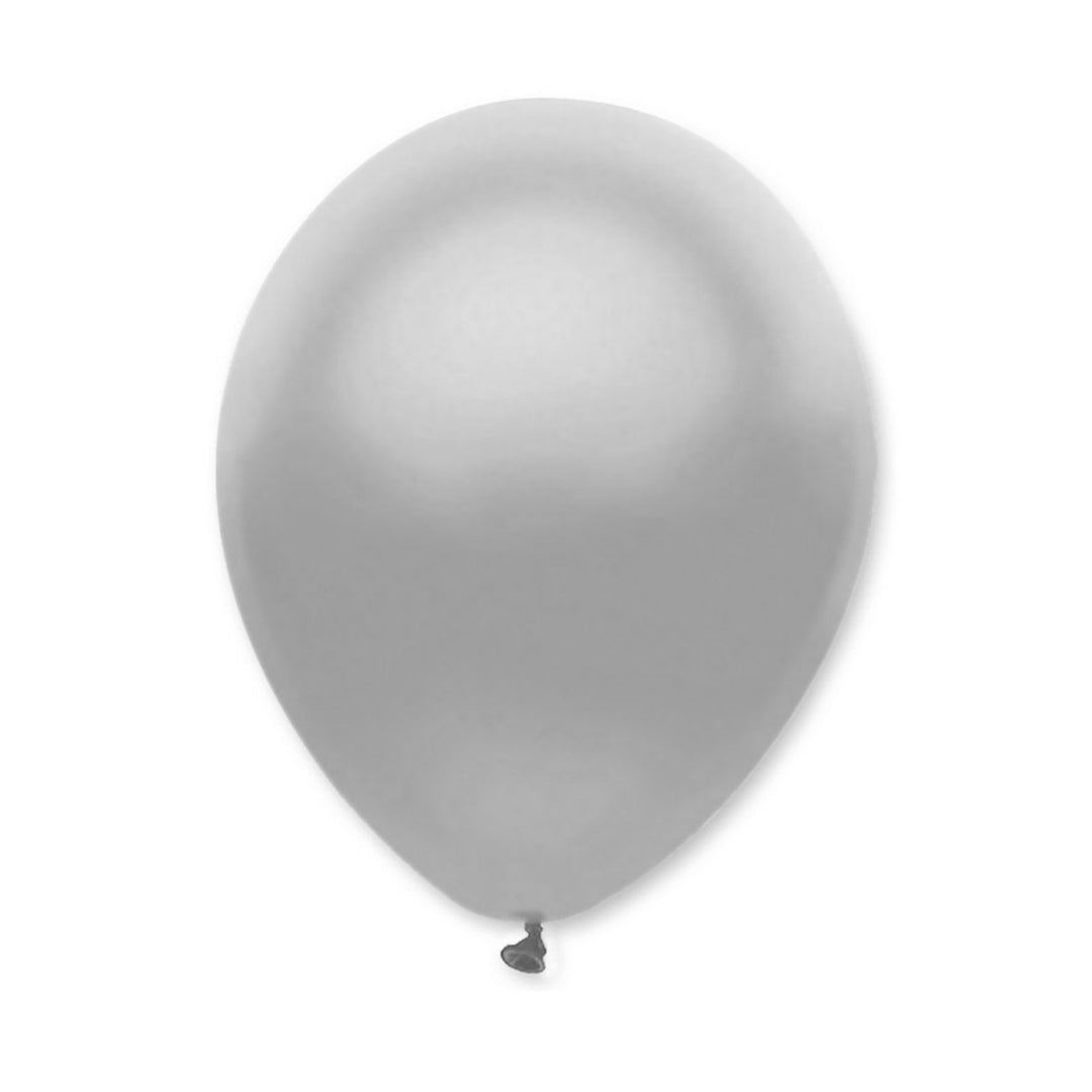 Silver Pearlescent Solid Colour Latex Balloons (Box of 50)