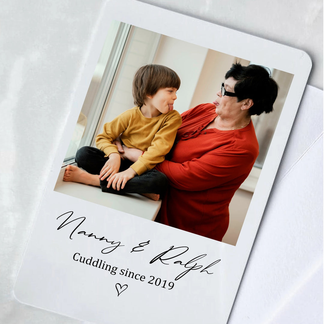 Personalised Nanny Cuddling Photo Card Keepsake