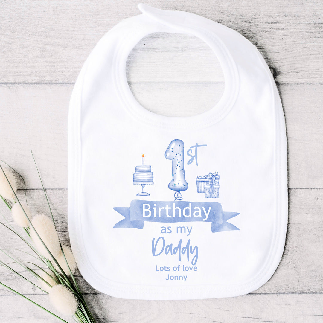 Personalised Happy 1st Birthday Daddy Blue Balloons Babygrow/Vest