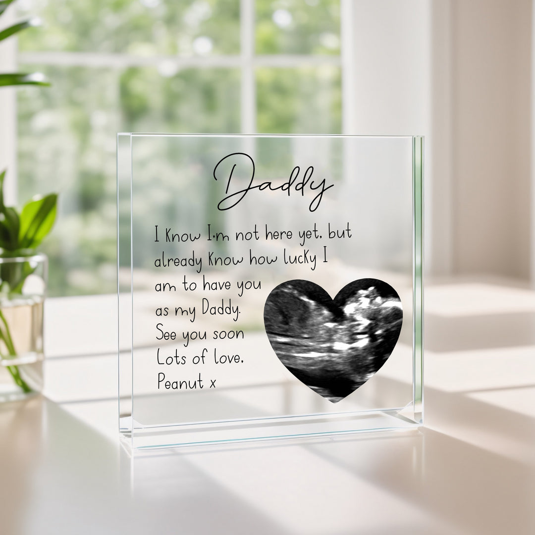 Personalised Heart Baby Scan Acrylic Block