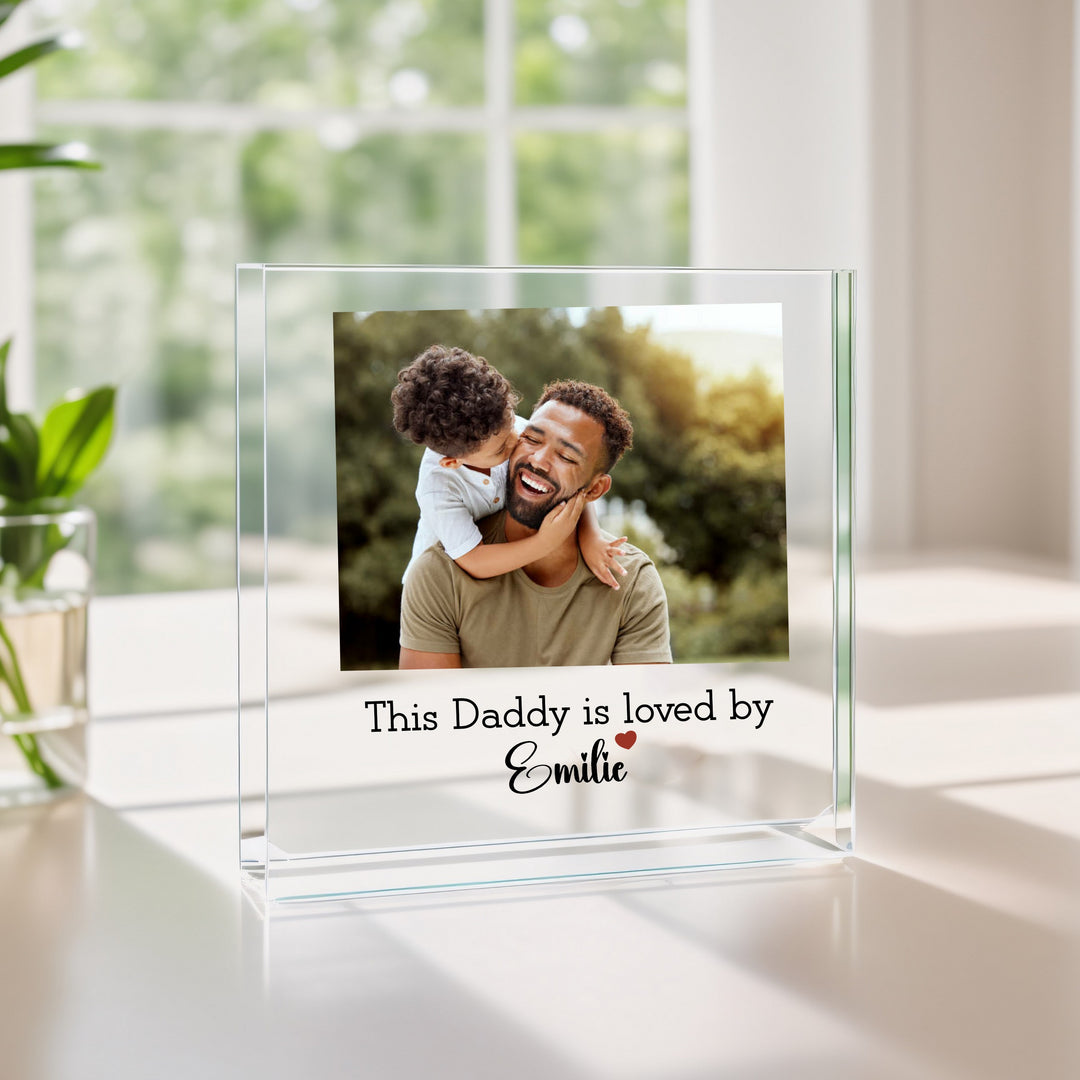 Personalised Dad is Loved By Photo Acrylic Block