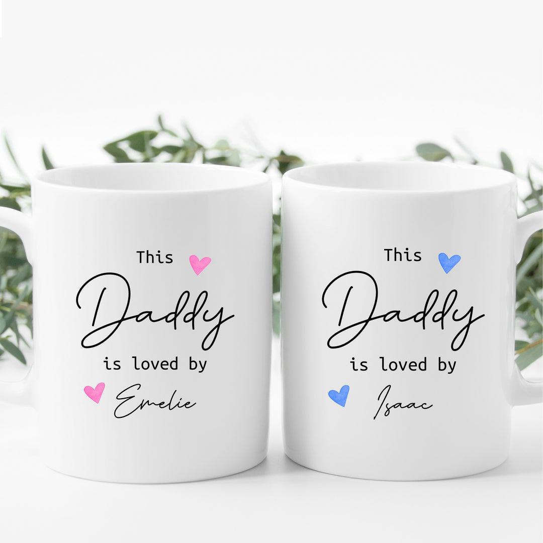 Personalised This Daddy Is Loved By Hearts Mug