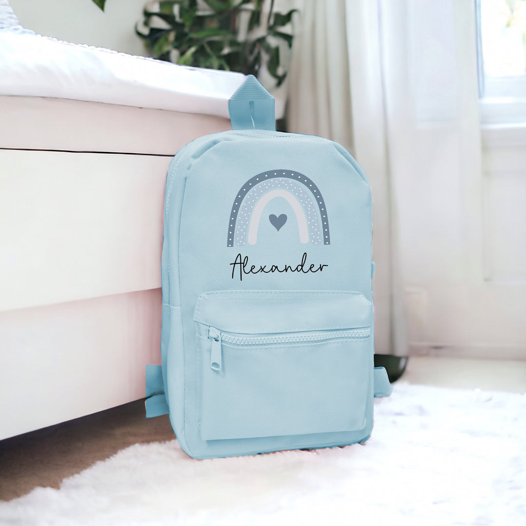 Personalised Dark Blue Rainbow Backpack