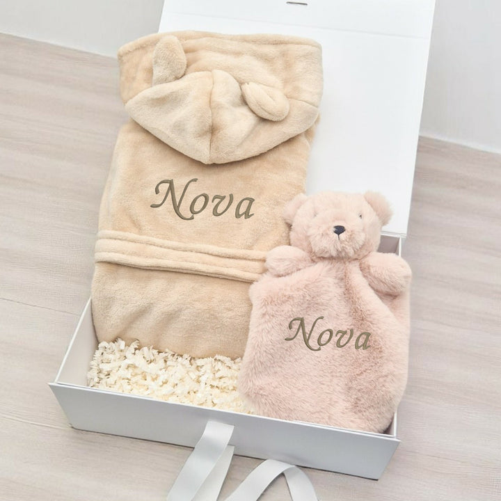 Unisex Beige Dressing Gown Personalised Gift Hamper Set