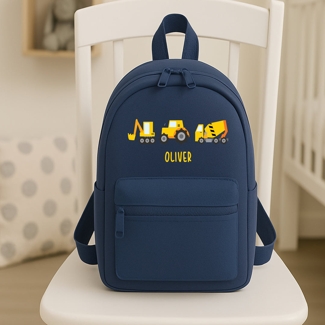 Personalised Digger Navy Backpack