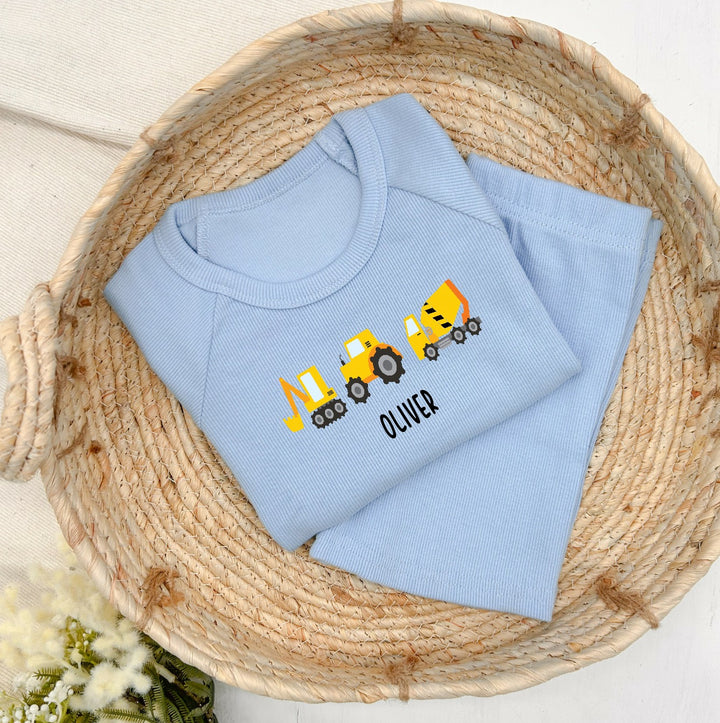 Personalised Little Digger Ribbed Shorts Set