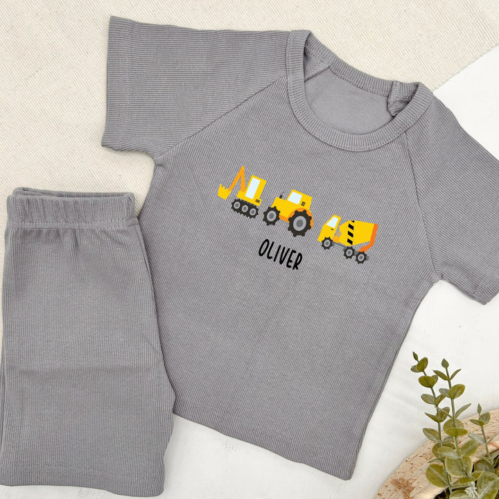 Personalised Little Digger Ribbed Shorts Set