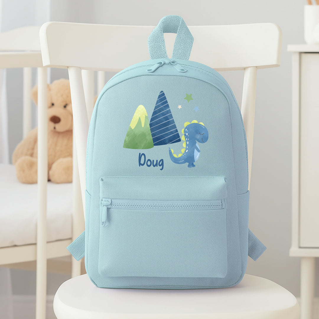 Personalised Boys Dinosaur Blue Backpack