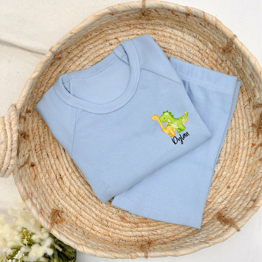Personalised Dino Ribbed Shorts Set