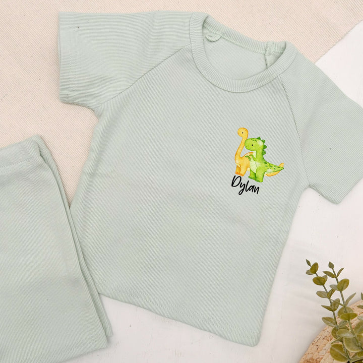 Personalised Dino Ribbed Shorts Set