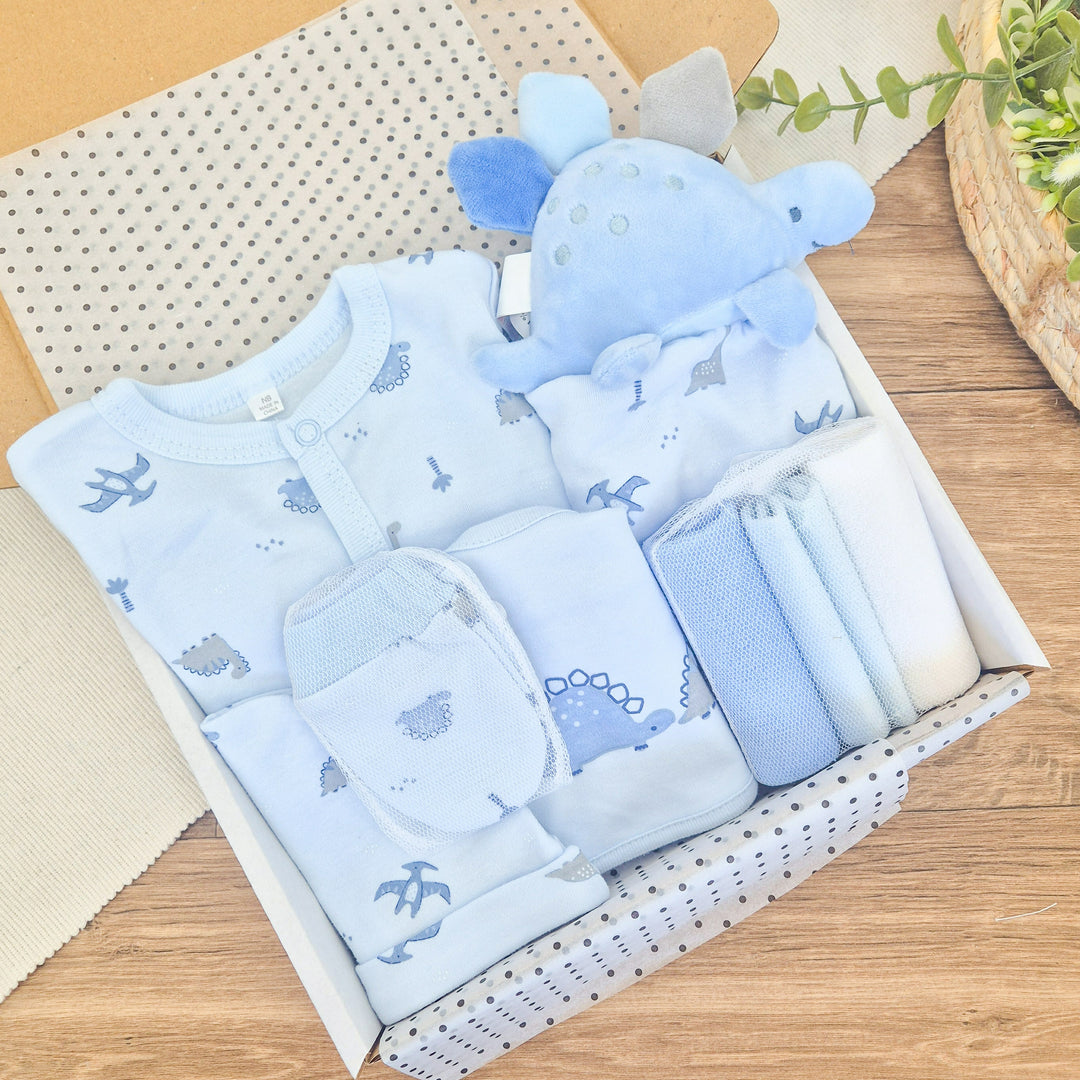 Boys Blue Dino 8 Piece Gift Hamper