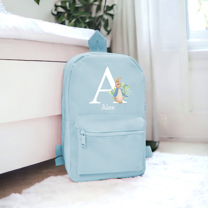 Personalised Blue Rabbit Initial Backpack