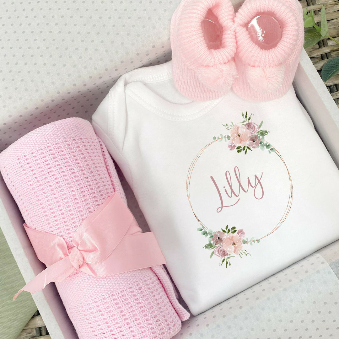Personalised Dusky Pink Gold Ring Gift Hamper Set