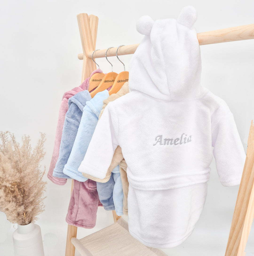 Unisex White Dressing Gown and Comforter Gift Hamper Set