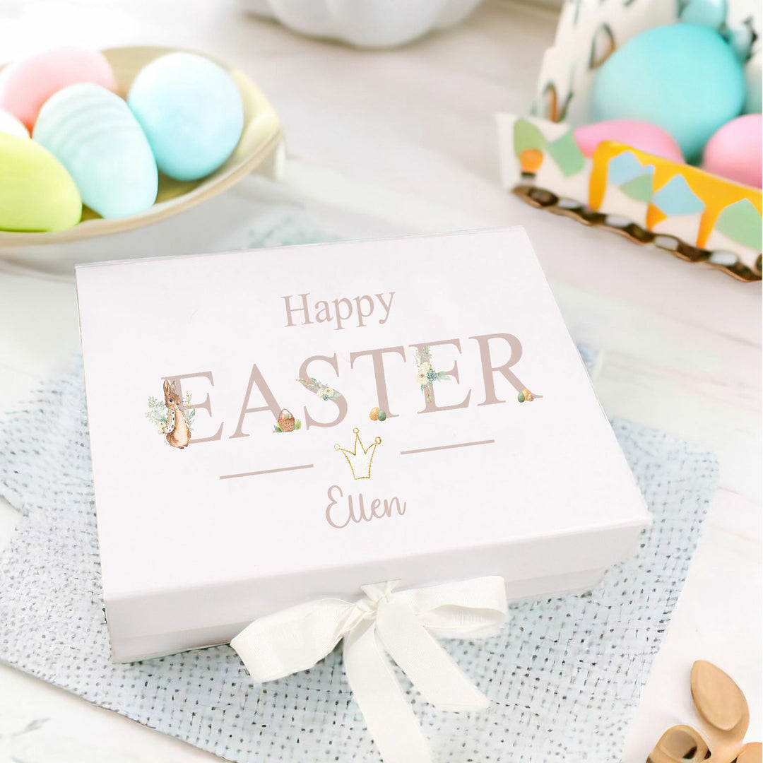 Personalised Beige Happy Easter Treat Box