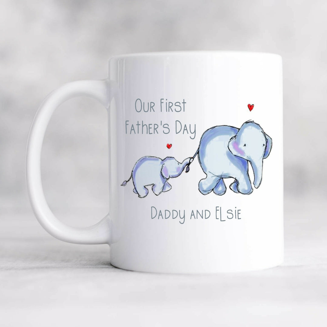 Personalised Blue Elephant Father's Day Mug