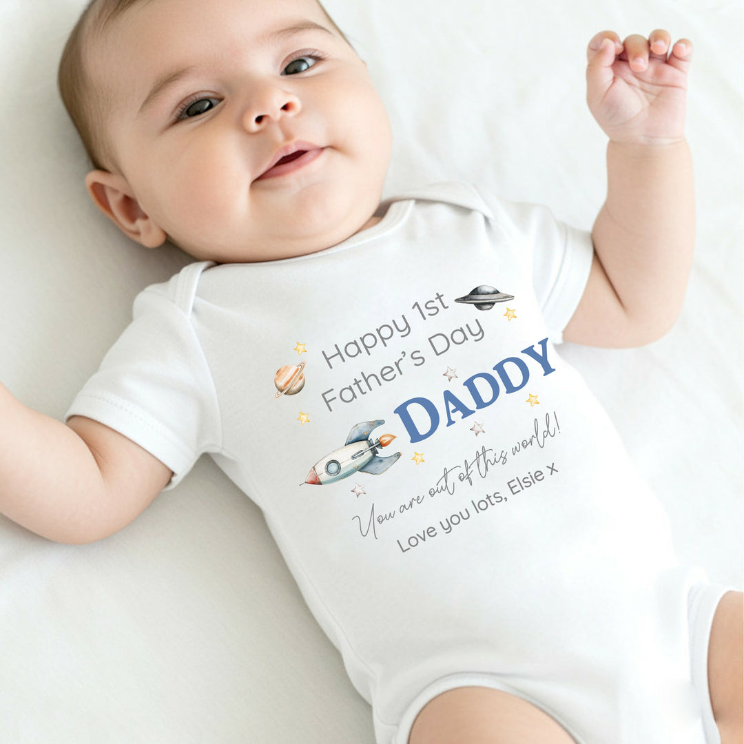Personalised Out Of This World Father's Day Babygrow/Vest