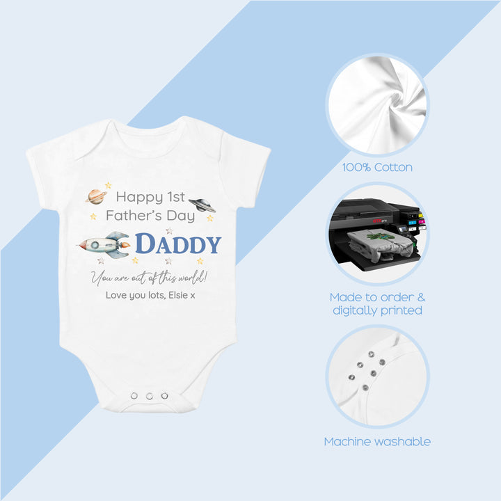 Personalised Out Of This World Father's Day Babygrow/Vest