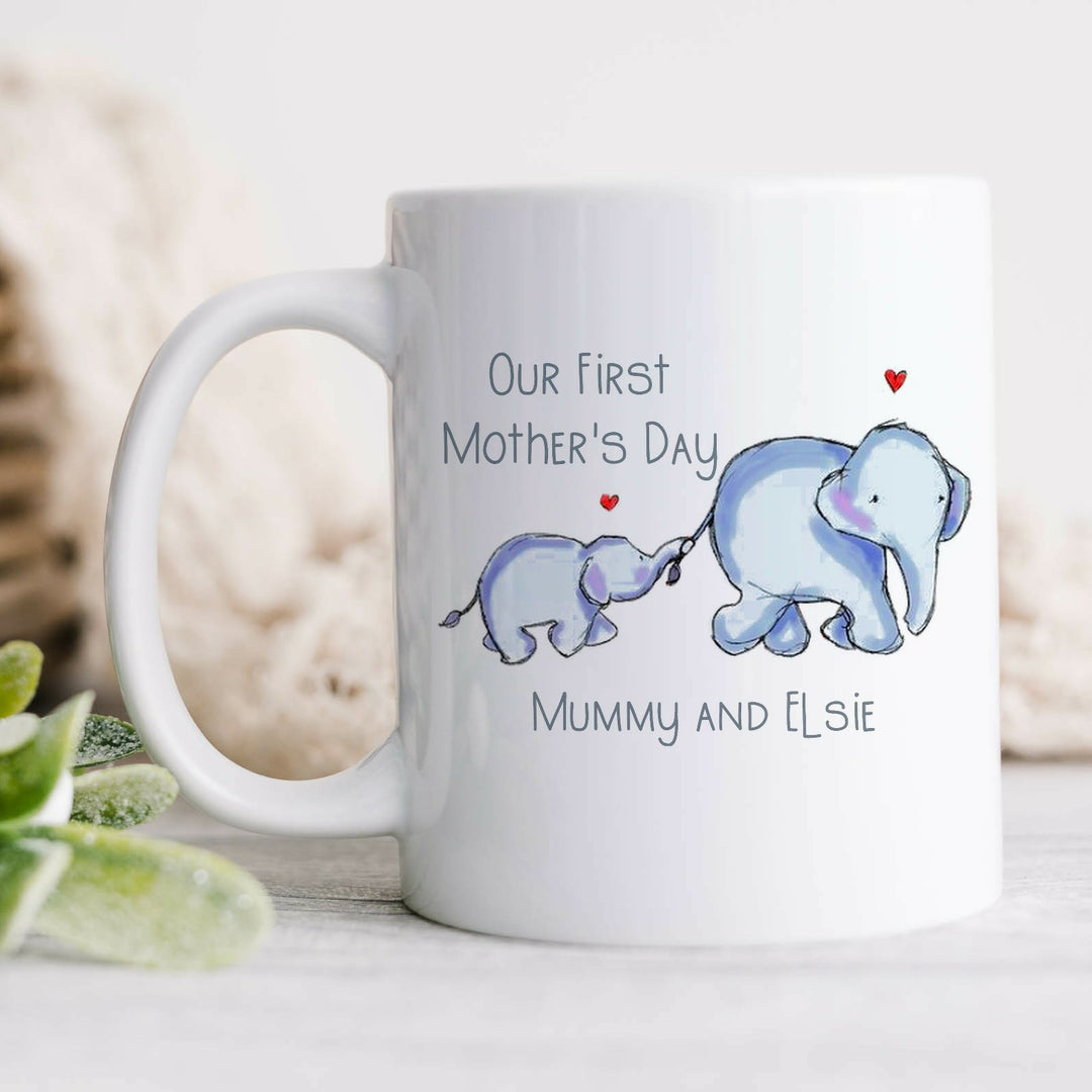 Personalised Our First Mother's Day Elephant Mug