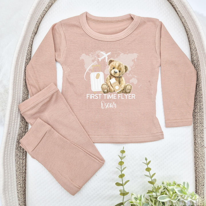Personalised Teddy Bear First Time Flyer Ribbed Loungewear